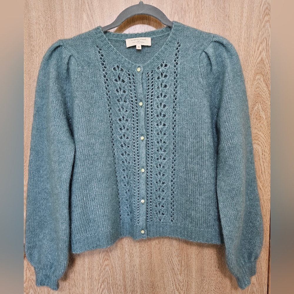 Sezane Gorgeous Green Women's Mohair Blend Cardigan Size XS fits S to M - Picture 2 of 8